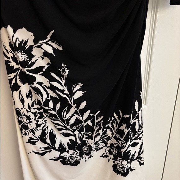 Lauren Ralph Lauren Black and White Floral Long Sleeve Dress Size 8 - Picture 6 of 9